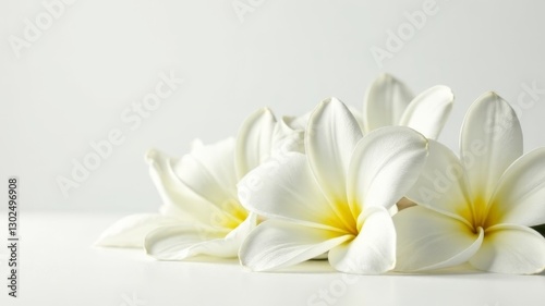 white beautiful flowers lie on a white background