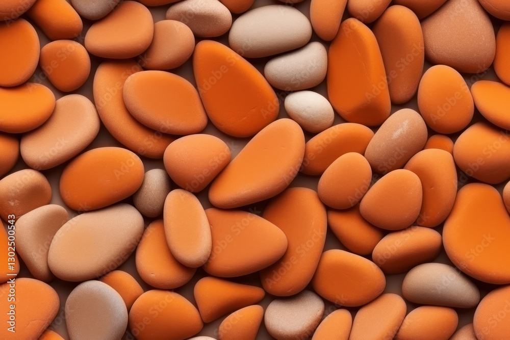 A Collection of Smooth, Oval-Shaped Orange and Brown Stones A Collection of Smooth, Oval-Shaped Orange and Brown Stones