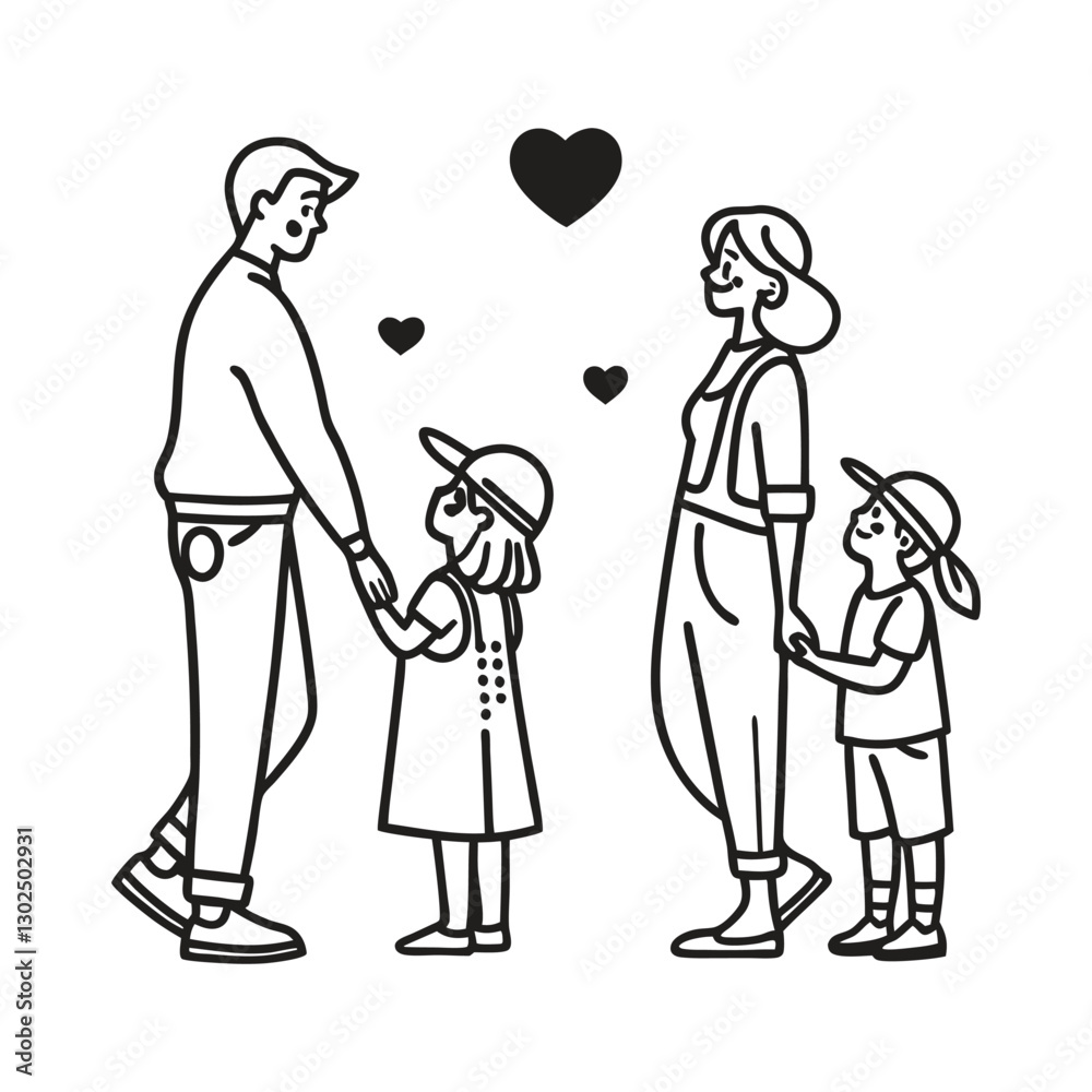 A set of family-related icons with line editing A set of family-related icons with line editing