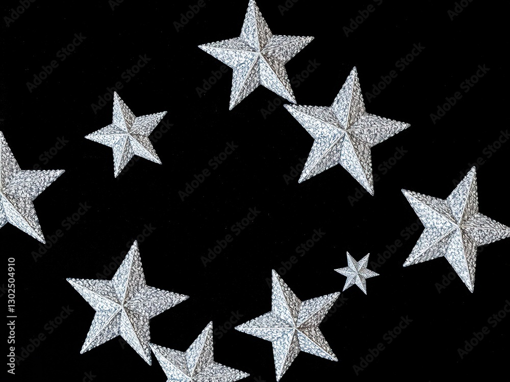 Obraz premium Glittering Silver Stars Against a Luxurious Black Velvet Background