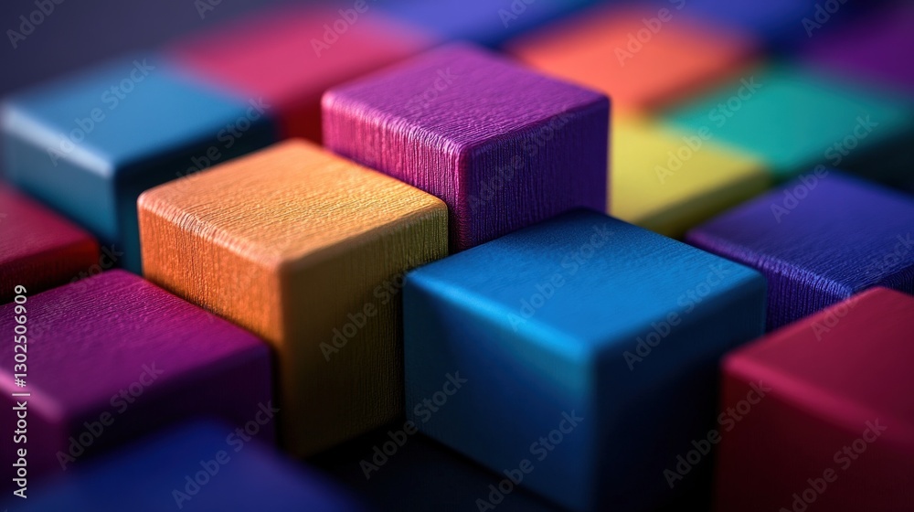 Colorful wooden blocks arranged in a pattern Colorful wooden blocks arranged in a pattern
