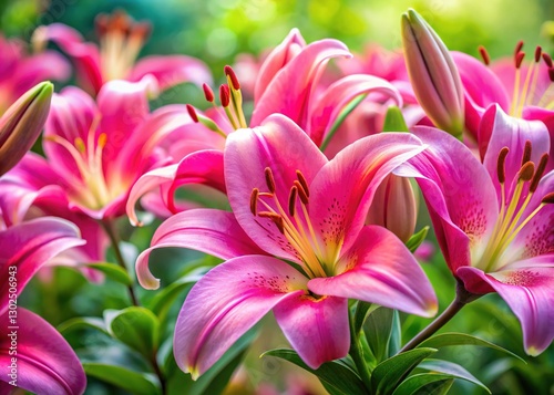 Pink Lily Garden - Shallow Depth of Field