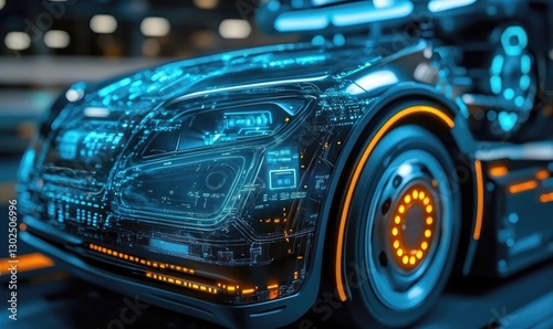 High-Tech Electric Vehicle Concept with Futuristic Design Elements