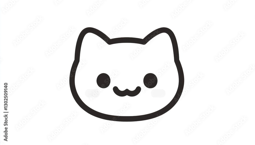 Cute Minimalist Cat Face Illustration with Playful Expression Design
