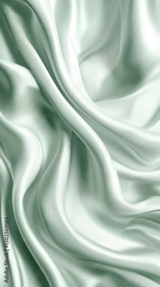 Obraz premium Mint Green Satin Fabric Drape Close-up