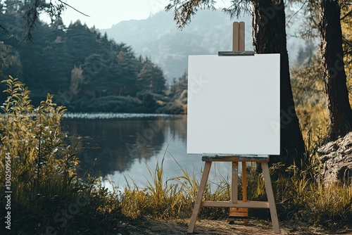 Premium Quality Visual of Blank Canvas for Painting Outdoors Still Life photo