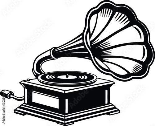 gramophone line art icon silhouette vector illustration