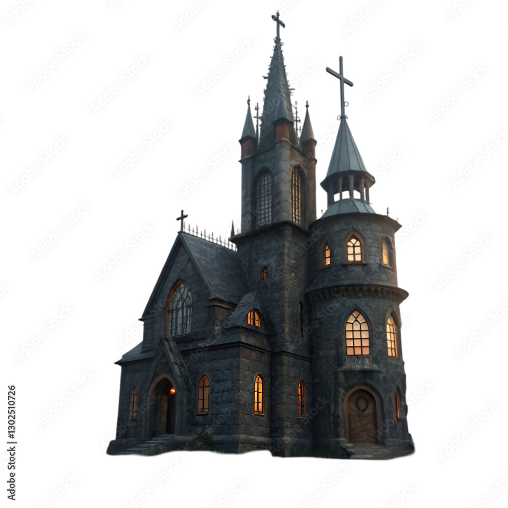 Fototapeta premium Ruins of a Majestic Medieval Castle A 3D Render of a Crumbling Fortress 