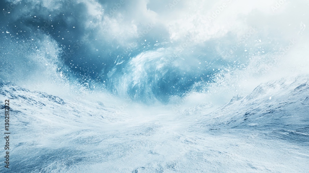 Obraz premium Dramatic blizzard in the mountains swirling snow and powerful winds create harsh weather conditions