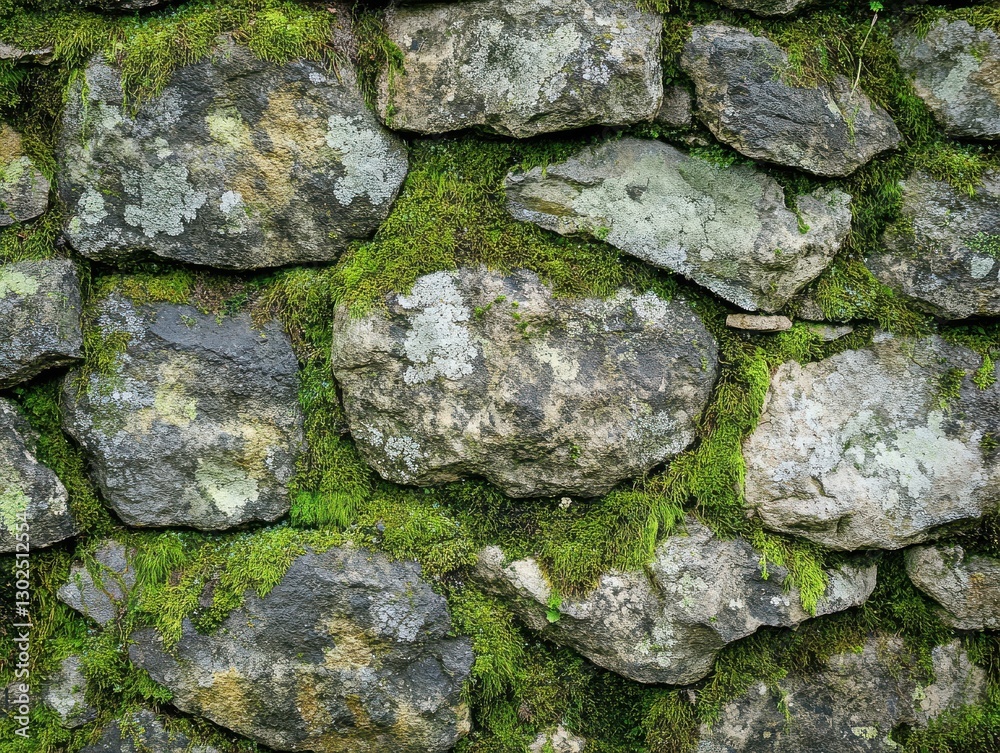 Fototapeta premium A close-up of mossy stone surface with natural textures 