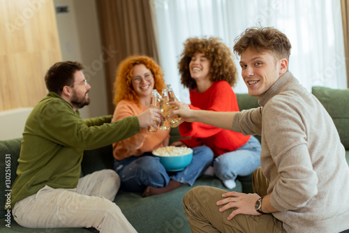 Friends celebrate together ...