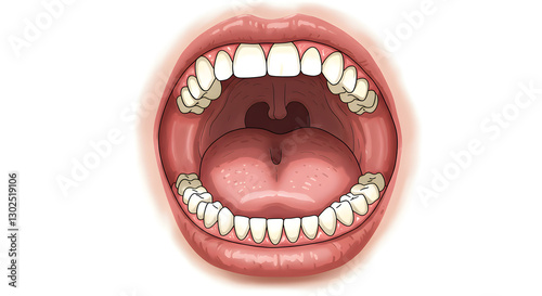 Cartoon Mouth Open Wide with Teeth Illustration