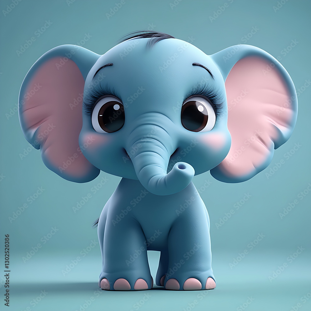 Obraz premium 3D cartoon a cute baby elephant