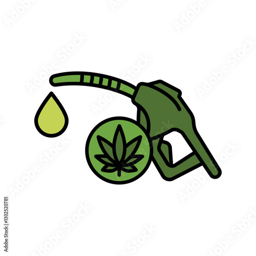 Hemp fuel color line icon.