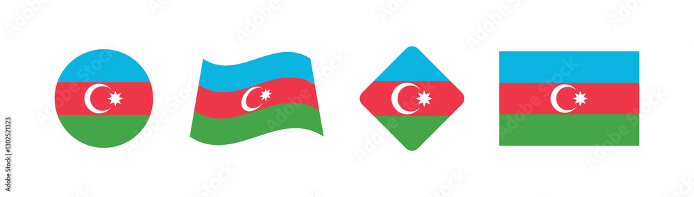 Vector Azerbaijan National Flag icon collection. Flag set of Azerbaijan various styles. Vector Azerbaijan National Flag icon collection. Flag set of Azerbaijan various styles.
