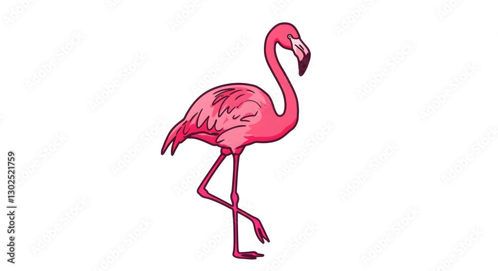 Obraz premium Elegant Pink Flamingo Cartoon Illustration