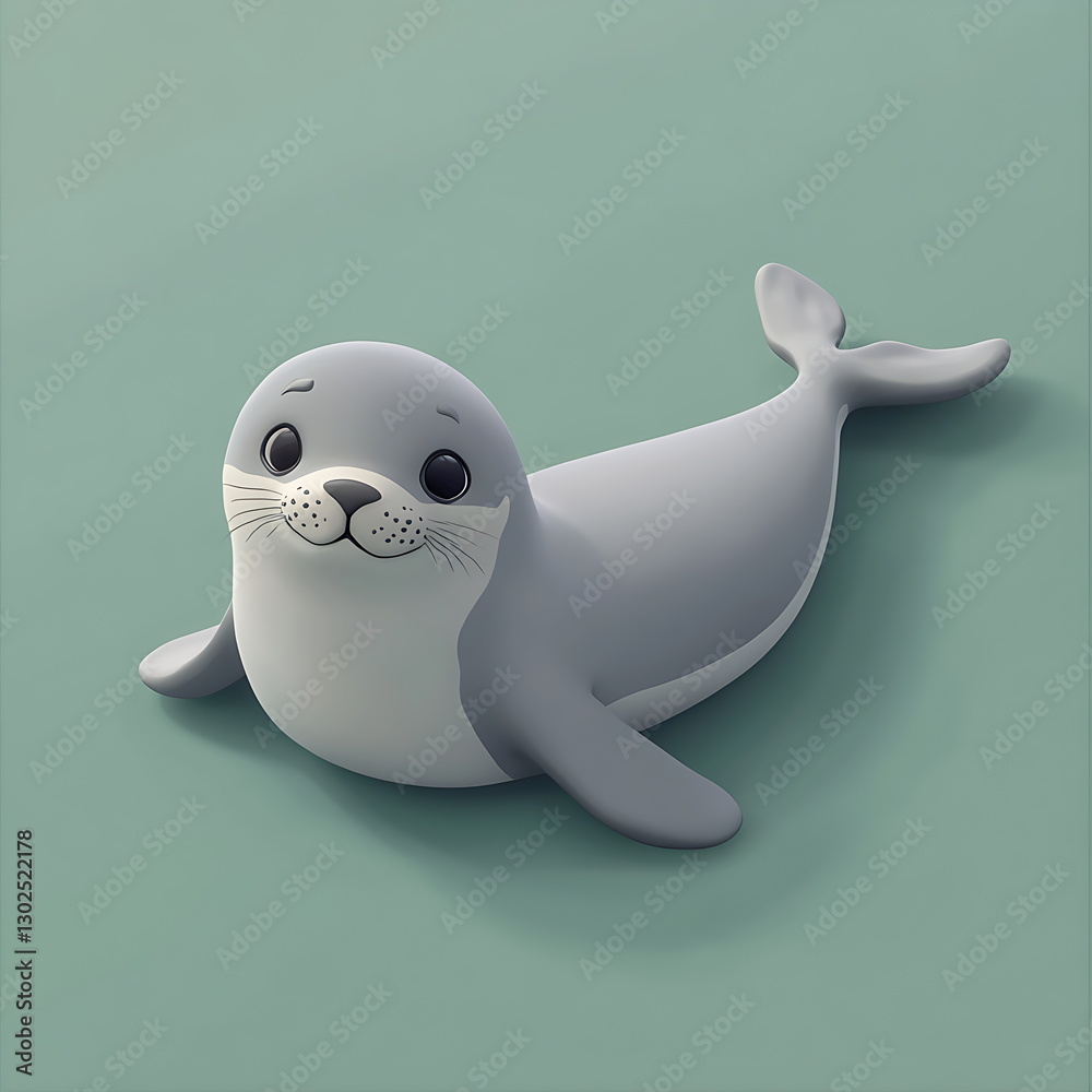 Seal metallic 3D image of gray seal. Generative AI Seal metallic 3D image of gray seal. Generative AI