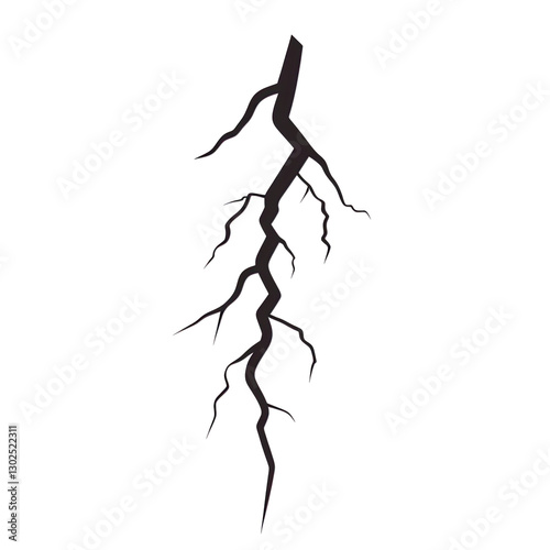 A sharp and dynamic lightning bolt with bold angular edges, isolated on a transparent background, PNG,  for high-impact design applications