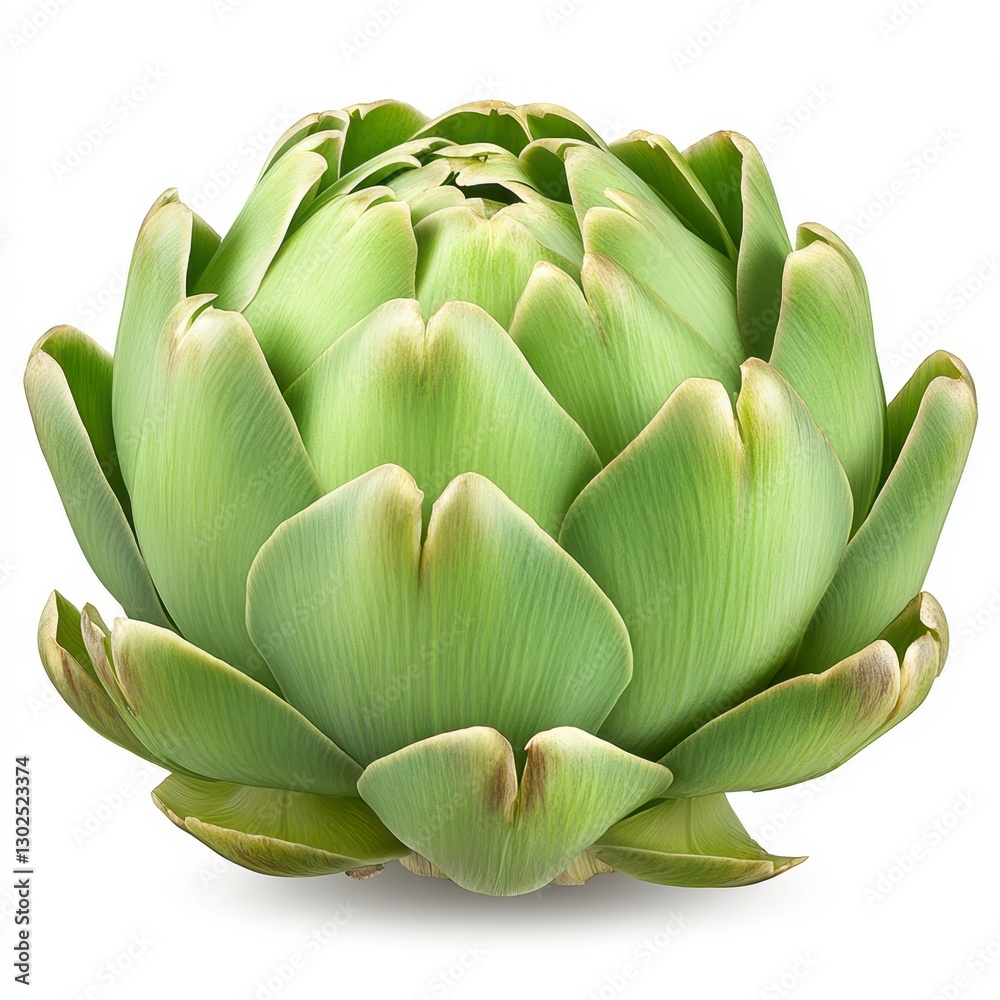 Fototapeta premium Single Fresh Green Artichoke on White Background