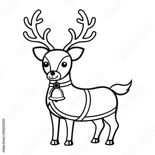 Hand drawn outline reindeer illustration