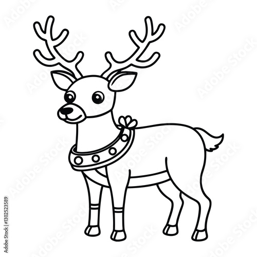 Hand drawn outline reindeer illustration