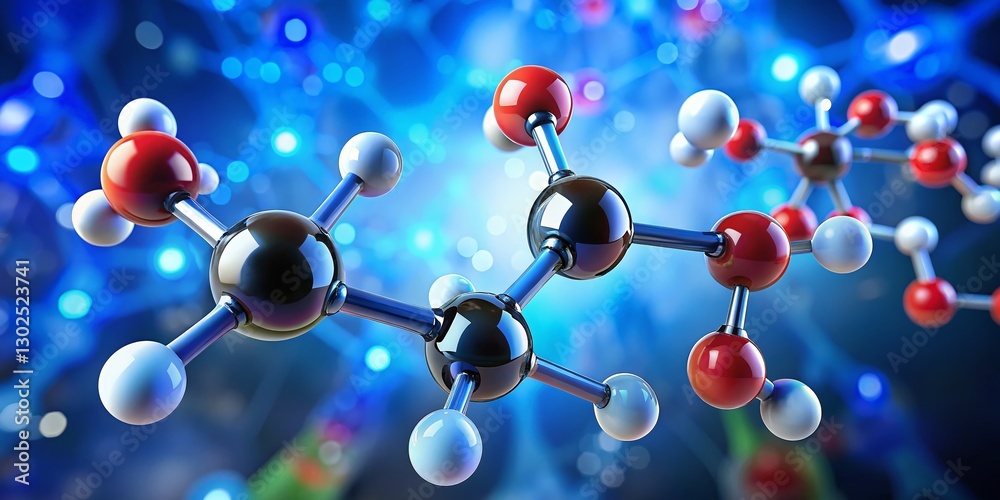 Diethyl Ether Molecular Structure: 3D Render of Ethyl Ether Molecule Diethyl Ether Molecular Structure: 3D Render of Ethyl Ether Molecule