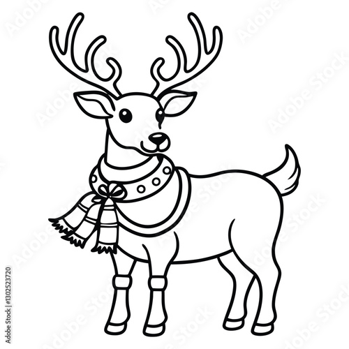 Hand drawn outline reindeer illustration