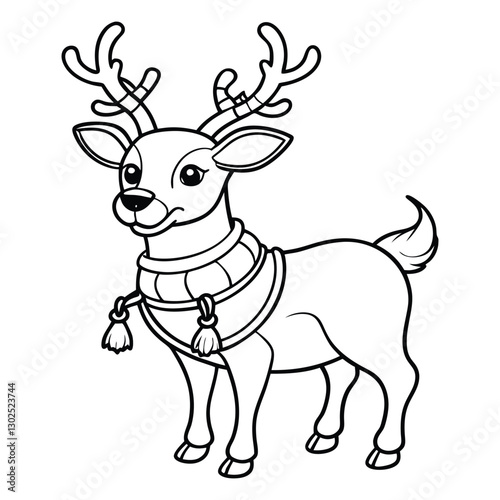 Hand drawn outline reindeer illustration