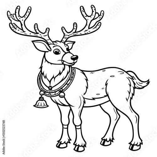 Hand drawn outline reindeer illustration