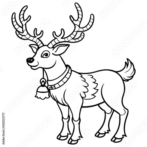 Hand drawn outline reindeer illustration