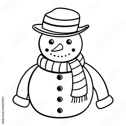 Snowman with a scarf outline illustration