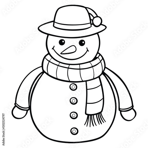Snowman with a scarf outline illustration