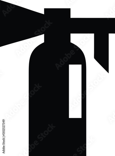 Fire extinguisher icon, minimalist line drawing, black and white, safety equipment, simple design, outline style, emergency tool, vector graphic, clean lines, industrial symbol, protective gear, compa
