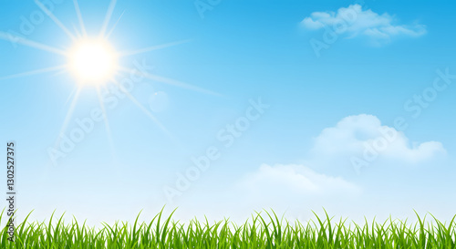 Sunny Sky with Green Grass Illustration