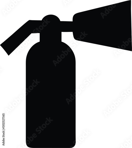 Fire extinguisher icon, minimalist line drawing, black and white, safety equipment, simple design, outline style, emergency tool, vector graphic, clean lines, industrial symbol, protective gear, compa