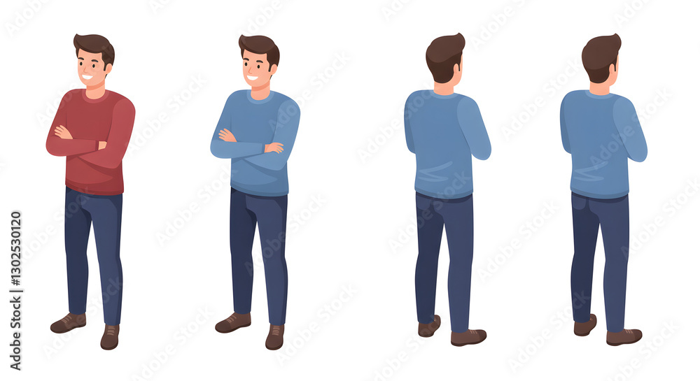 Obraz premium Man Character Vector Illustration Set