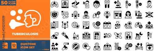 Tuberculosis Duotone Editable Icons set