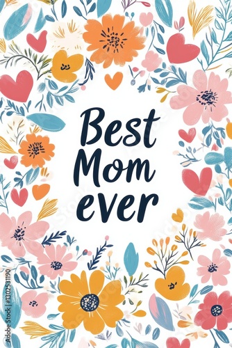 Mother's day concept. Happy mother's day, Flowers frame for mother's day, greeting card, Element Designs, illustration