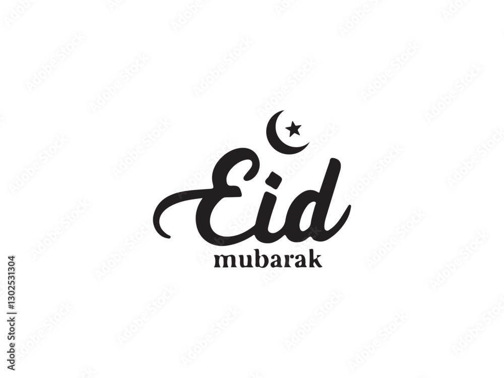 Elegant Eid Mubarak graphic design with crescent moon and star.A sophisticated graphic design featuring a stylized crescent moon and star, along with the text Elegant Eid Mubarak graphic design with crescent moon and star.A sophisticated graphic design featuring a stylized crescent moon and star, along with the text