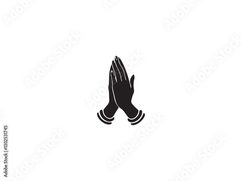 Praying Hands Silhouette, Ideal for Religious or Cultural Images.A simple, elegant silhouette of praying hands, perfect for use in religious contexts, cultural representations, or as a general symbol 
