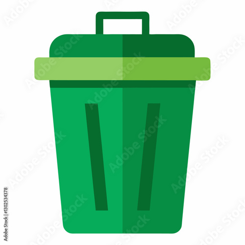 Green bin icon vector on white background.