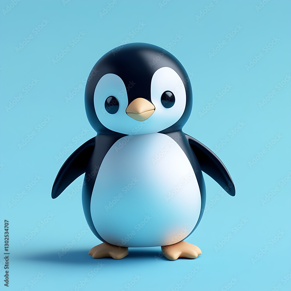 Fototapeta premium 3D rendering style cute penguin toy