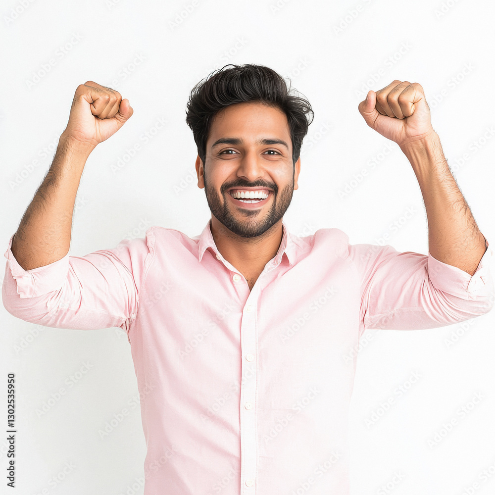 Fototapeta premium young cheerful indian man standing on white background