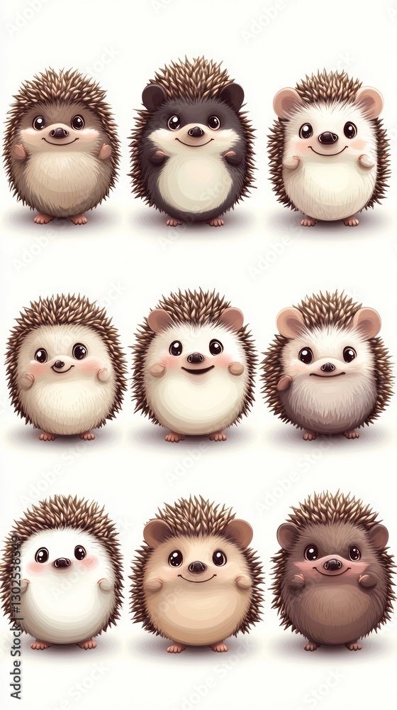 Obraz premium Cute hedgehog characters in various poses