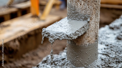 Wallpaper Mural A wet concrete mix filling a column mold, providing structural support for a new building. Torontodigital.ca