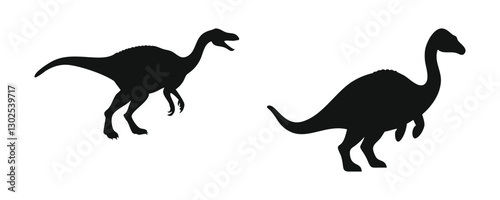 Dinosaur Black Silhouette  on white Background