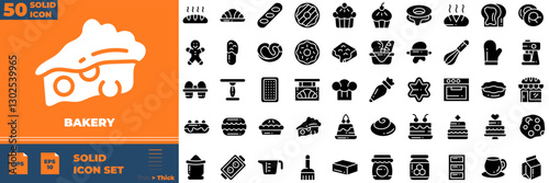 Bakery Solid Editable Icons set