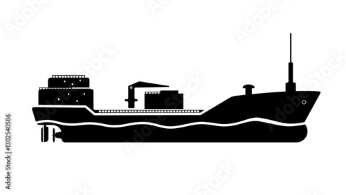 oil tanker profile, Black Isolated silhouette