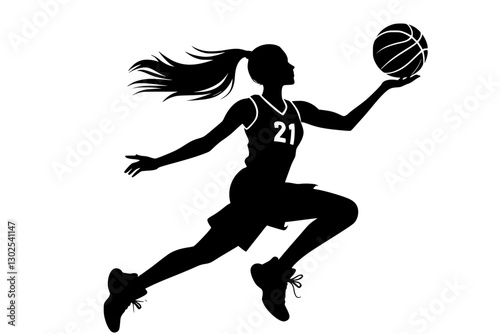 Generative AI: Female Basketball Player Silhouette