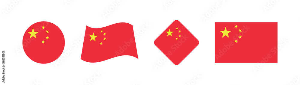 Vector China National Flag icon collection. Flag set of China various styles. Vector China National Flag icon collection. Flag set of China various styles.